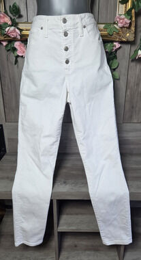Madewell Curvy 28T High-Rise Skinny Crop Jeans White Button Fly Stretch